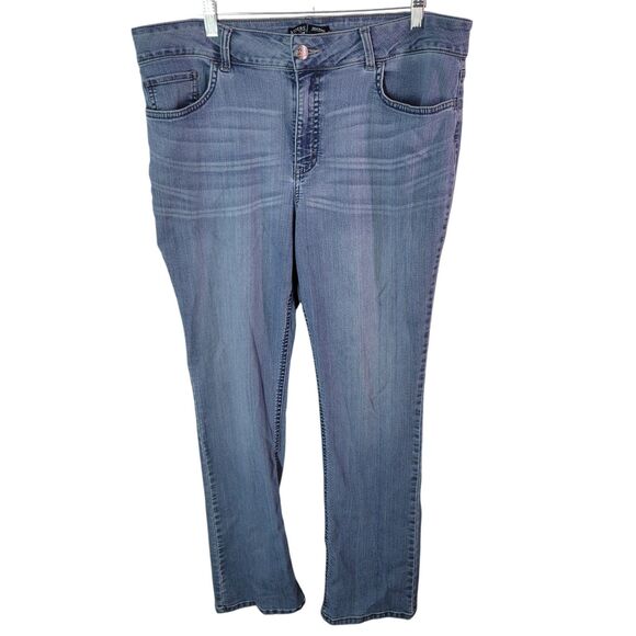 Riders by LEE Womens Size 32? Blue Solid Mid Rise Straight Leg Jeans - Picture 1 of 10